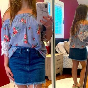 Off the shoulder summer floral blouse